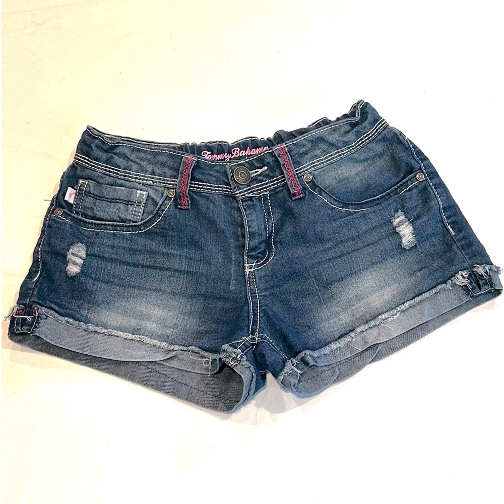Tommy Bahama Girls Distressed Blue Denim Shorts Size 7 - Picture 2 of 5